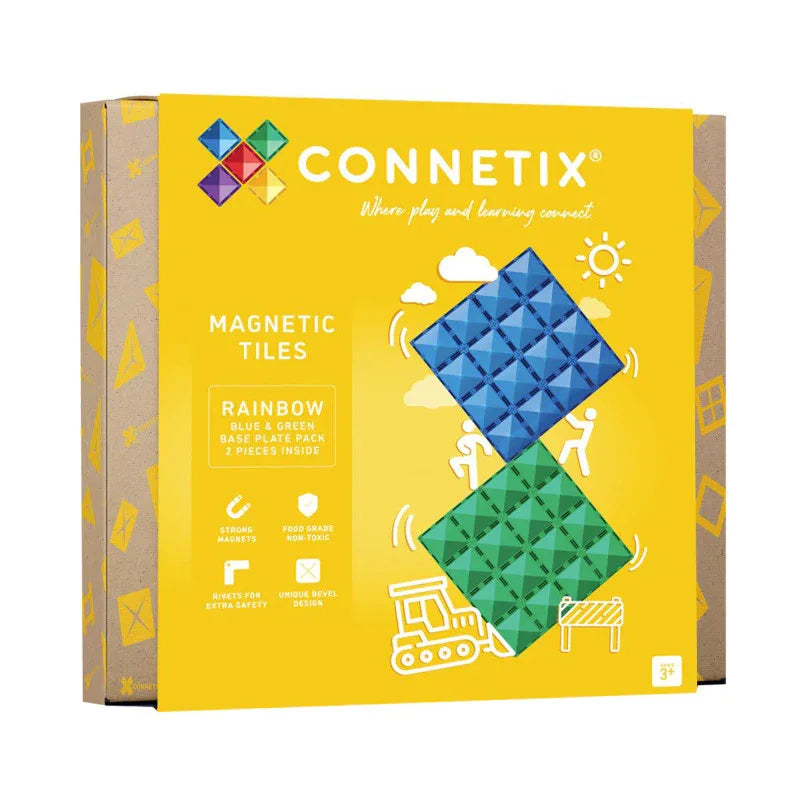Magnetic Tiles Rainbow Blue & Green Base Plate, 2 Pieces