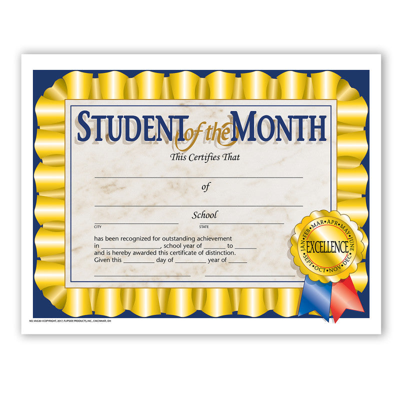 Student of the Month Certificate, 8.5" x 11", Pack of 30