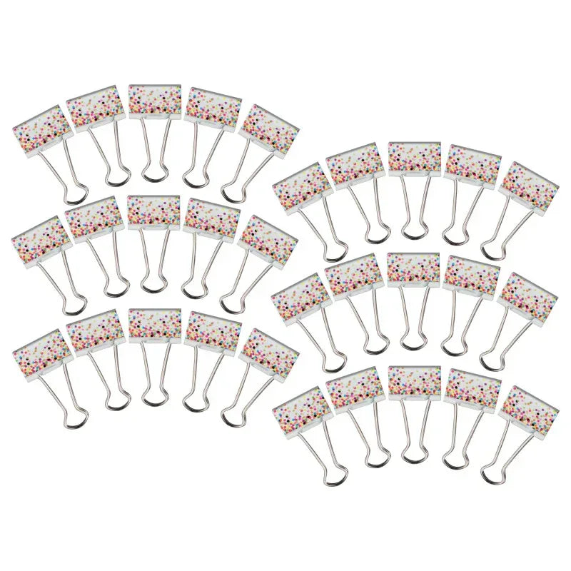 Confetti Binder Clips, Medium, 8 Per Pack, 6 Packs