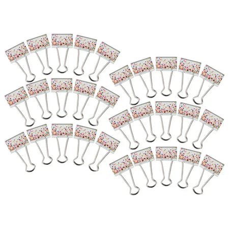 Confetti Binder Clips, Medium, 8 Per Pack, 6 Packs