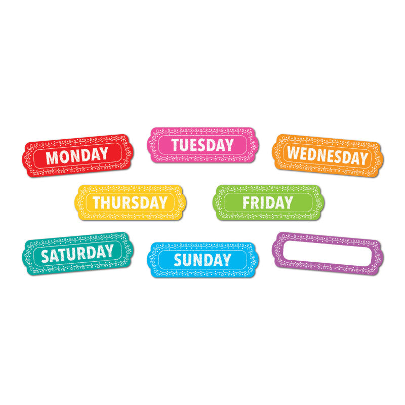 Magnetic Die-Cut Timesavers & Labels, Days of the Week, Chalk Loops, 8 Pieces