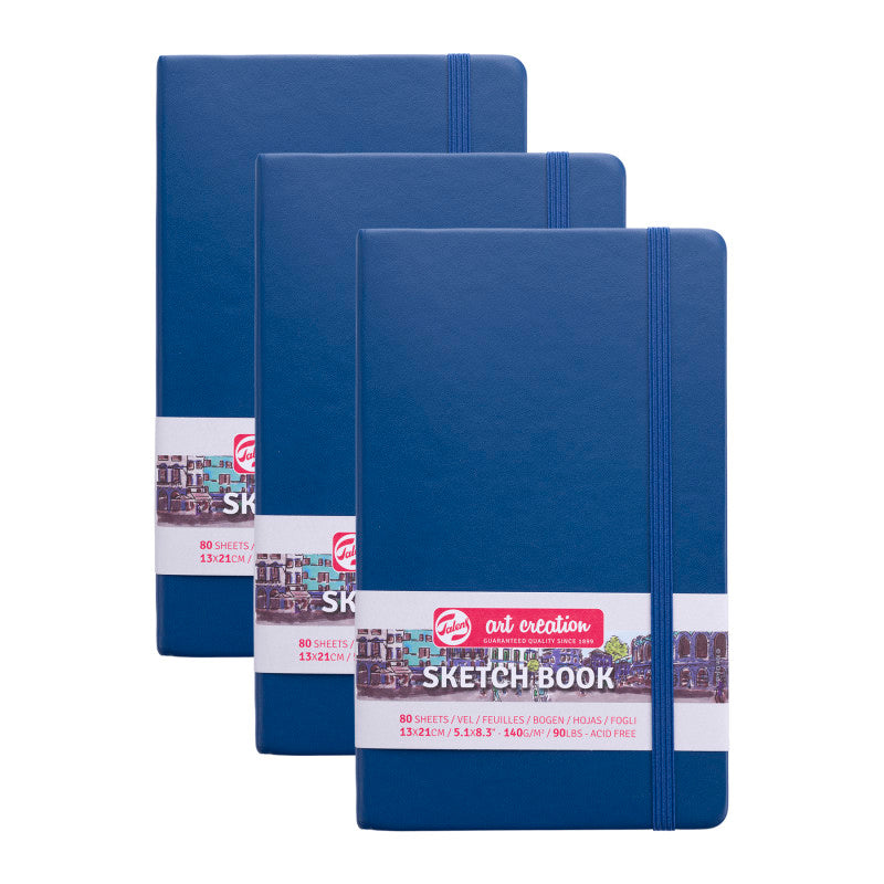Sketchbook, 80 Sheets, 90lbs, Navy Blue Cover, 5.1" x 8.3", Pack of 3