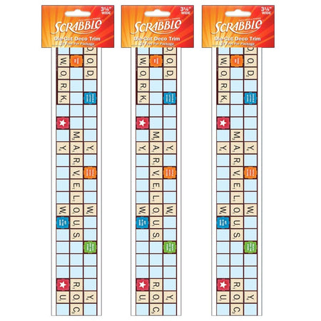Scrabble&trade; Letters Extra Wide Die Cut Deco Trim&reg;, 37 Feet Per Pack, 3 Packs
