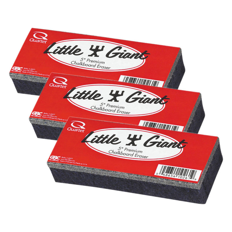 Chalk Eraser, Moderate Use, For All Chalk Surfaces, 5" x 2" x 1", Pack of 3