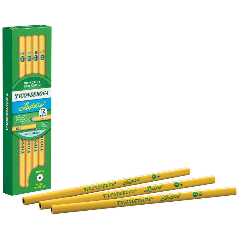 Laddie&reg; Wood-Cased Pencils without Eraser, #2 HB Soft, Yellow, 12 Count