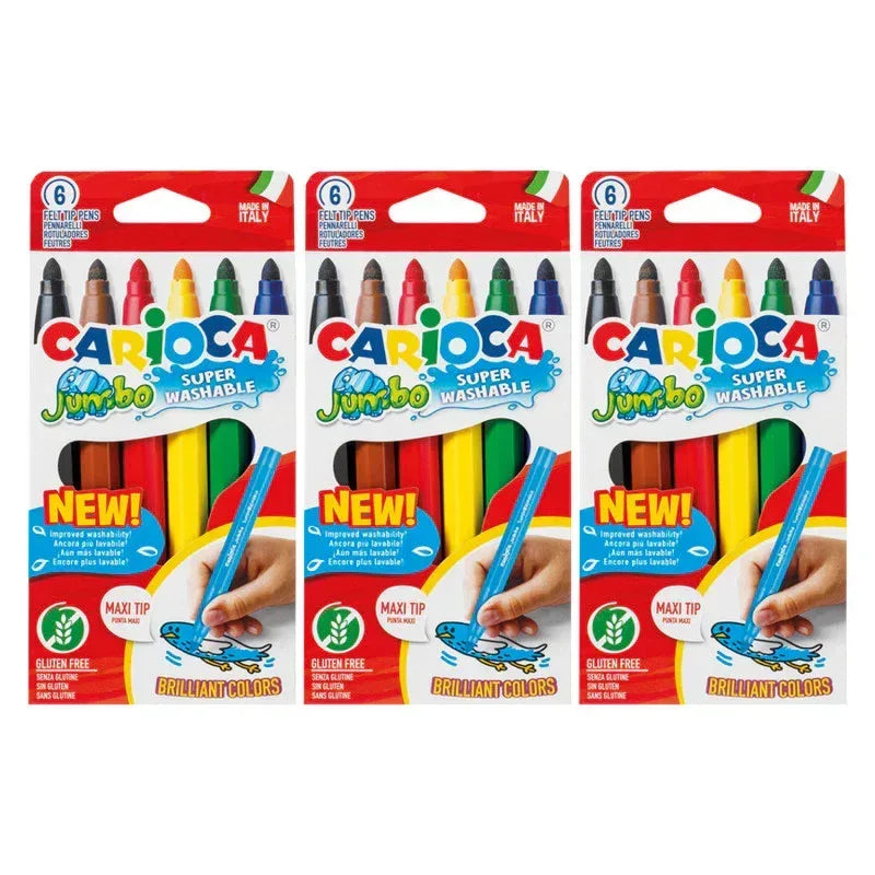 Jumbo Maxi Tip Washable Felt Tip Pens, 6 Per Pack, 3 Packs