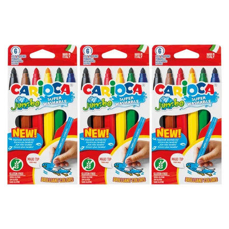 Jumbo Maxi Tip Washable Felt Tip Pens, 6 Per Pack, 3 Packs