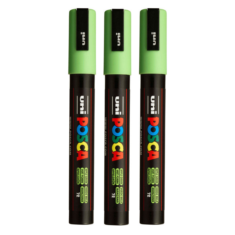 PC-5M Paint Markers, Medium Bullet Tip (1.8-2.5 mm), Apple Green, Pack of 3