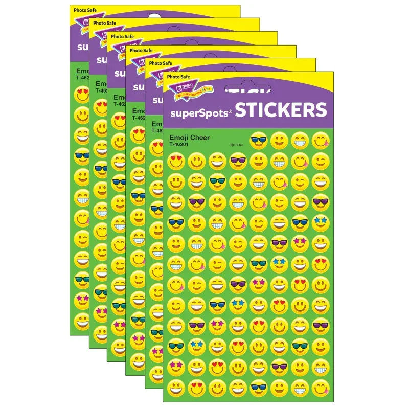 Emotion Icon Cheer superSpots&reg; Stickers, 800 Per Pack, 6 Packs