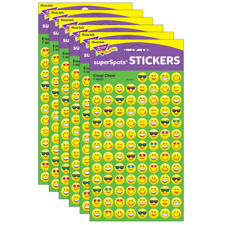 Emotion Icon Cheer superSpots&reg; Stickers, 800 Per Pack, 6 Packs