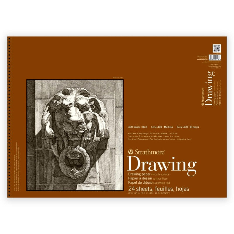 400 Series Drawing Paper Pad, Smooth Finish, Wire Binding, 24 Sheet, 18x24 inch, 1 Count