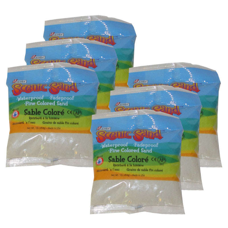 Scenic Sandâ¢ Craft Colored Sand, White, 1 lb (454 g) Bag, Pack of 6