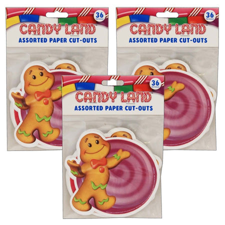 Candy Land&trade; Assorted Paper Cut Outs, 36 Per Pack, 3 Packs