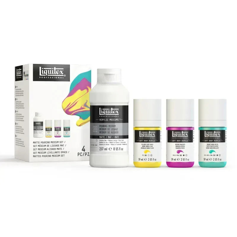 Professional Matte Pouring Medium & Soft Body Acrylic Set