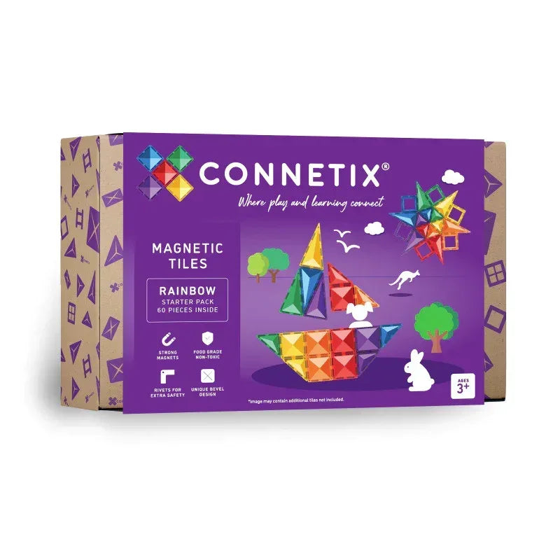 Magnetic Tiles Rainbow Starter Pack, 60 Pieces