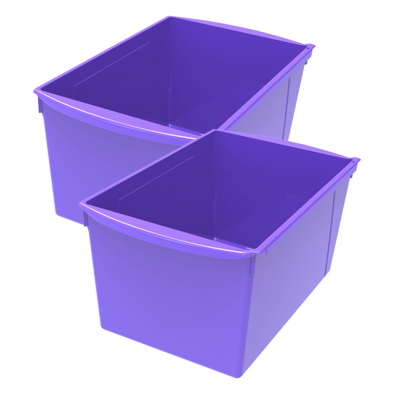 Wide Book Bin, 14.5" x 9.2" x 7", Purple, Classroom Storage Organizer, Set of 2