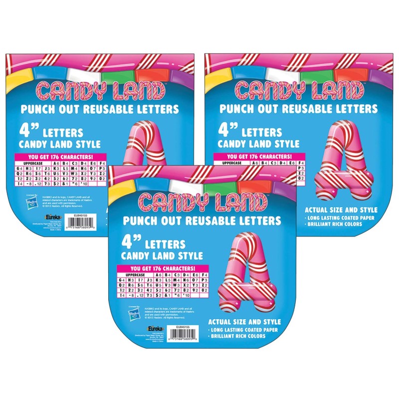 Candy Land&trade; Peppermint Stripe Deco 4" Letters, 176 Per Pack, 3 Packs