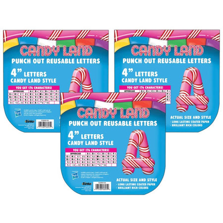 Candy Land&trade; Peppermint Stripe Deco 4" Letters, 176 Per Pack, 3 Packs