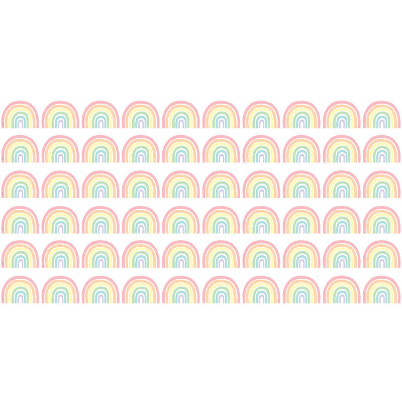 Pastel Pop Rainbows Die-Cut Border Trim, 35 Feet Per Pack, 6 Packs
