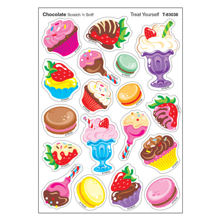 Treat Yourself/Chocolate Mixed Shapes Stinky Stickers&reg;, 72 Count