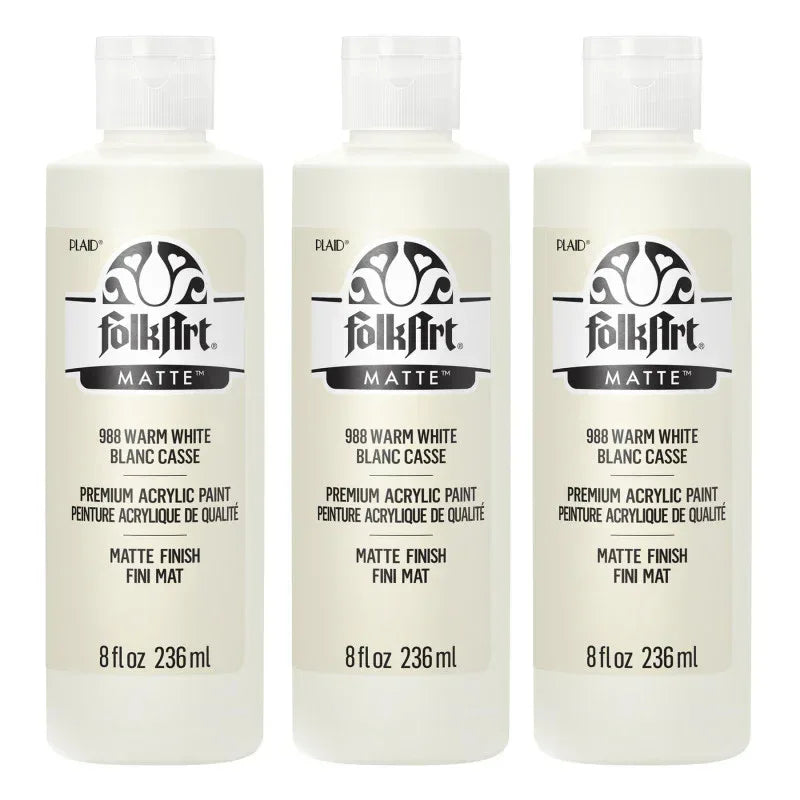 Acrylic Paint Matte, 8oz., Warm White, Pack of 3