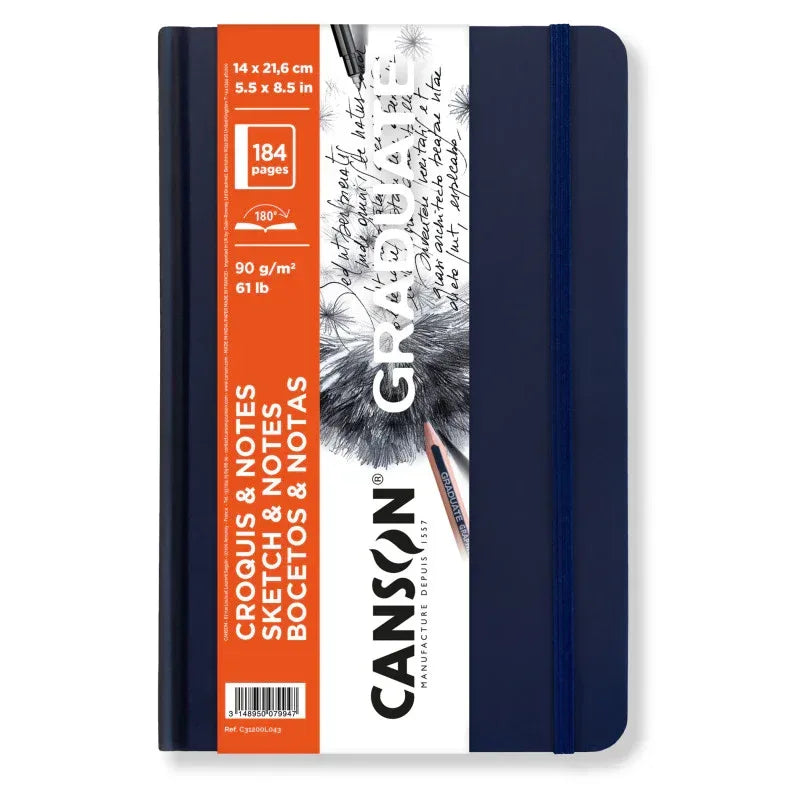 Graduate Sketch & Notes Art Book, Dark Blue, Hard Cover Binding, 92 Sheet, 5.5x8.5 inch, 1 Count