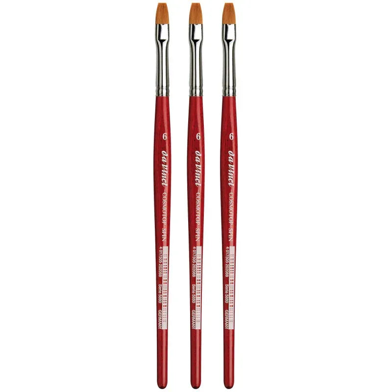 COSMOTOP-SPIN Silkpainting Brush, Synthetic, Watercolor, Flat, Size 6, Pack of 3