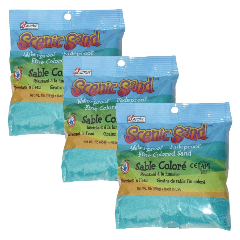Scenic Sandâ¢ Craft Colored Sand, Turquoise, 1 lb (454 g) Bag, Set of 3