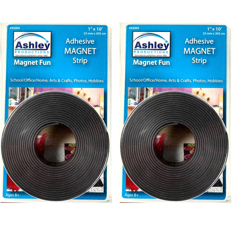 Magnetic Adhesive Strip, 2 Rolls, 1 in. x 10 ft. Each, Cut-to-Fit Flexible Mounting Roll