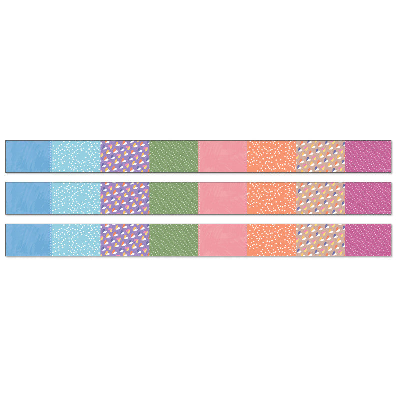 Crafty and Cool Patchwork Straight Bulletin Board Borders, 36 Feet Per Pack, 3 Packs