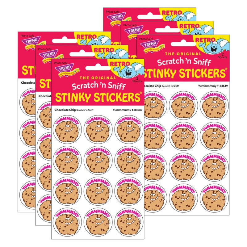 Yummmmmy/Chocolate Chip scent Retro Scratch 'n Sniff Stinky StickersÂ®, 24 Per Pack, 6 Packs