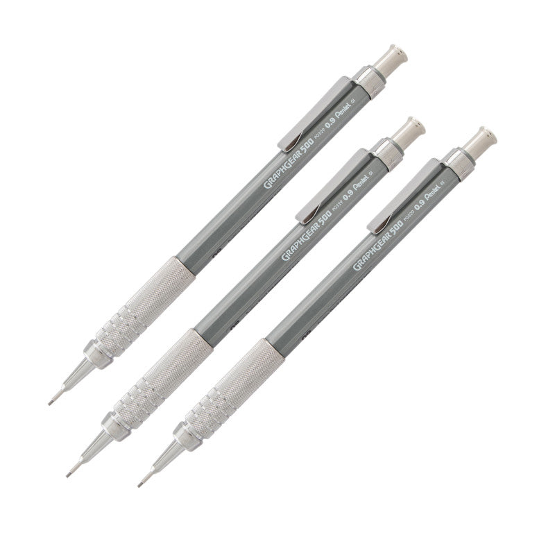GraphGear 500 Automatic Drafting Pencil (0.9mm), Gray Barrel, 1 Count, Pack of 3