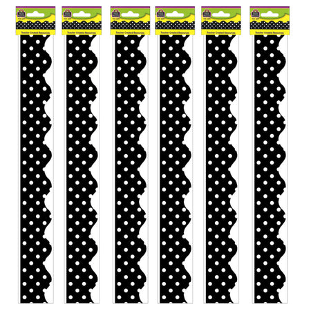 Black Mini Polka Dots Border Trim, 35 Feet Per Pack, 6 Packs