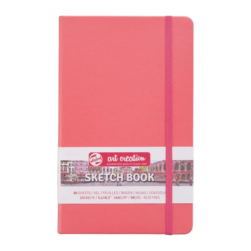 Sketchbook, 80 Sheets, 90lbs, Coral Red Cover, 5.1" x 8.3"