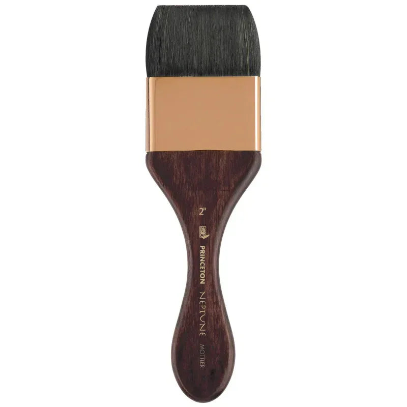 Neptune Mottler Brush, Synthetic Bristles, Short Handle Watercolor Paintbrush, Dark Wood, Size 2 inch, 1 Count
