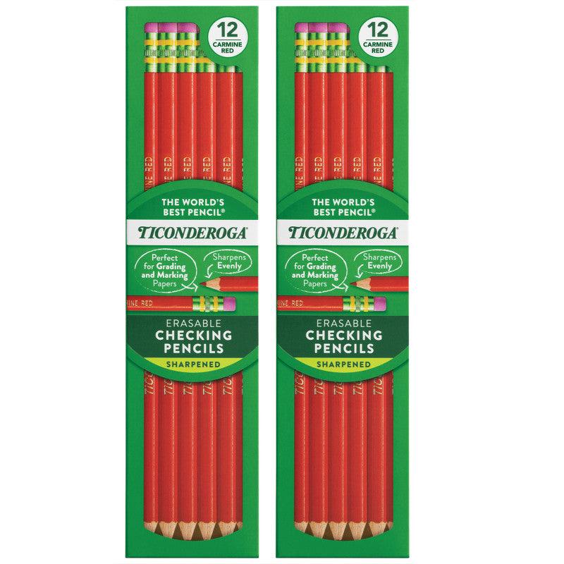 Crimson Red Erasable Checking Pencils, 12 Count, 2 Pack