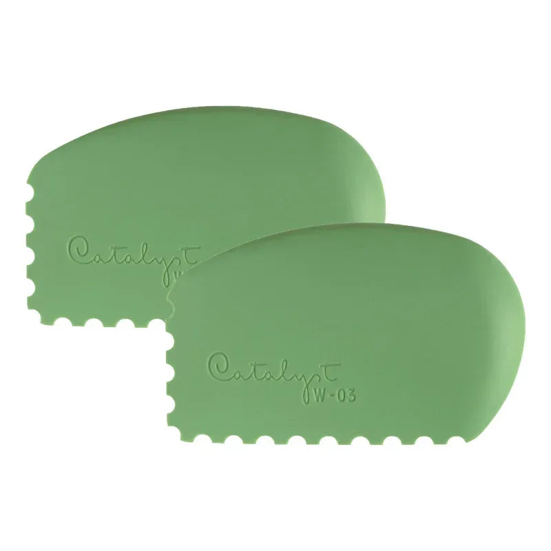 Catalyst Tool Wedge, Silicone, Mixed Media Paintbrush, Green, Size 3, Pack of 2