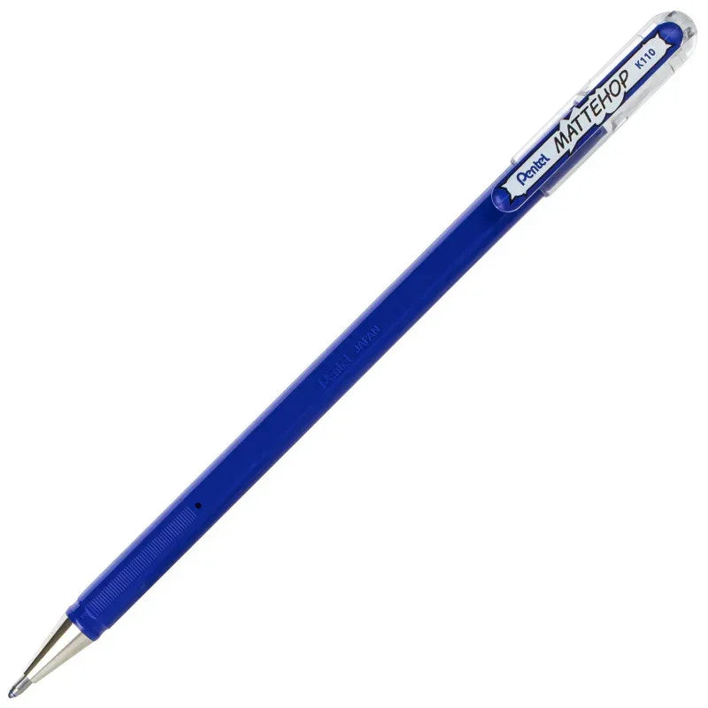 Hybrid MATTEHOP Gel Roller, 1.0mm, Matte Blue Ink, Pack of 12