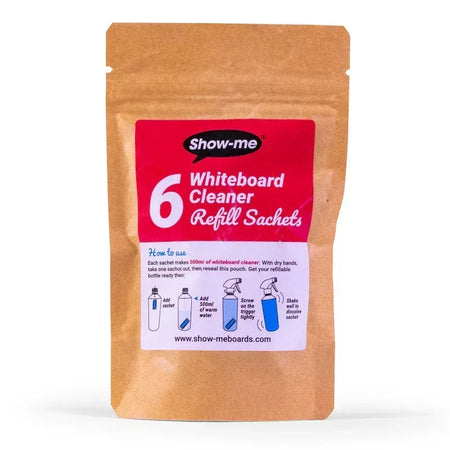 Refillable Dry Erase Board Cleaner Sachets, Pack of 6