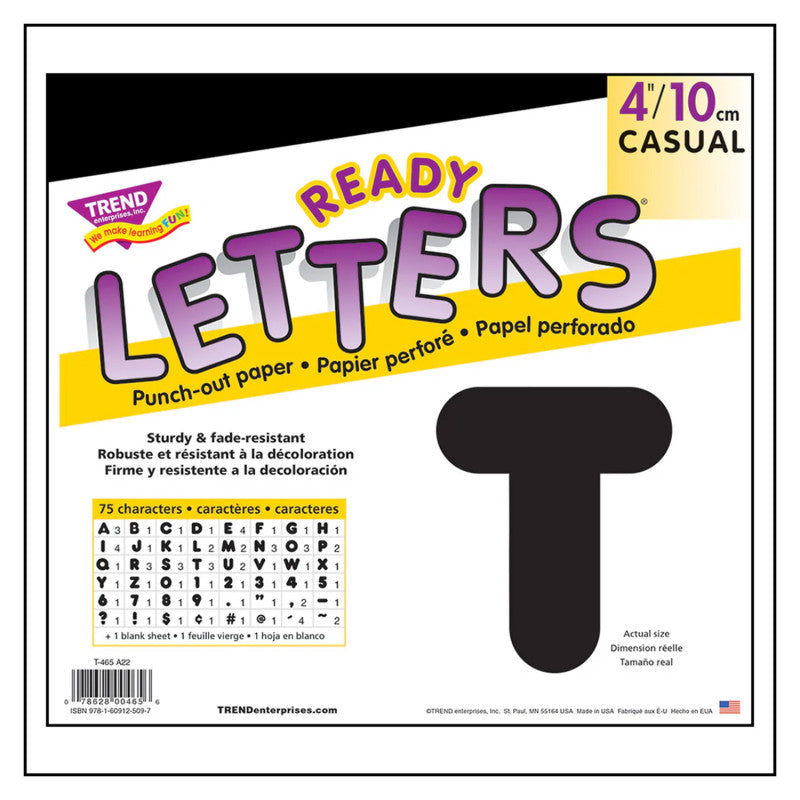 Black 4" Casual Uppercase Ready Letters&reg;