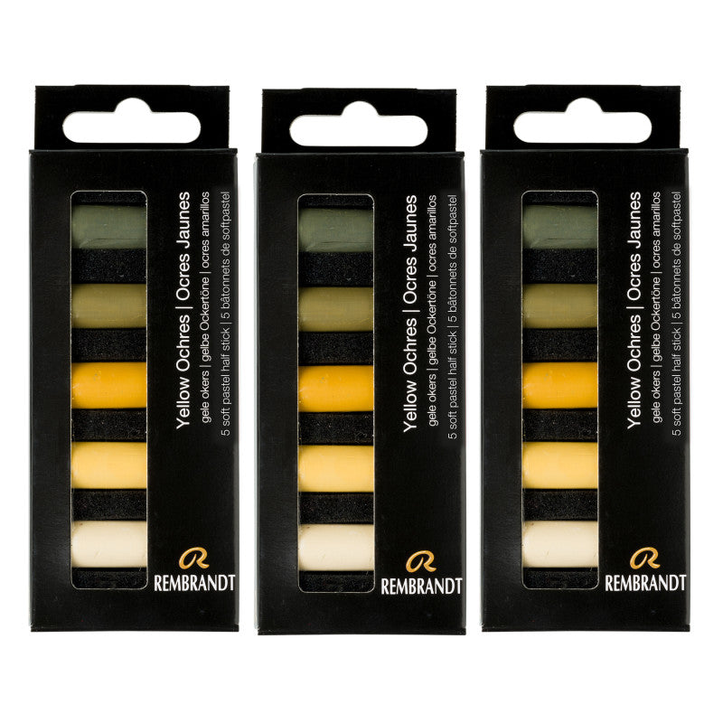 Soft Pastels Micro Sets, Yellow Ochres Per Set, 5 Half Sticks, 3 Sets