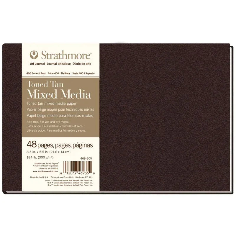 400 Series Art Journal Mixed Media Paper, Toned Tan, Hardbound Binding, 96 Page/48 Sheet, 8.5x5.5 inch, 1 Count