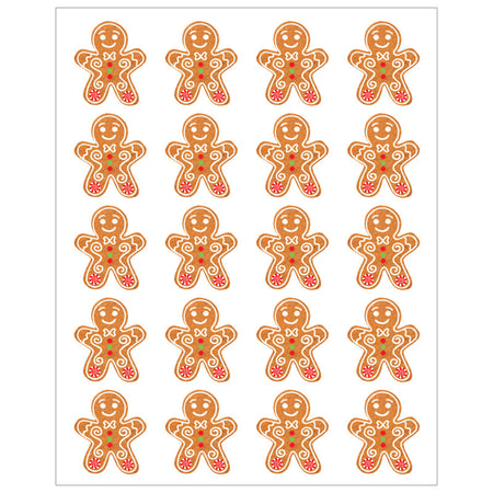 Gingerbread Cookies Stickers, Pack of 72