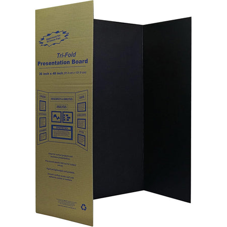 Trifold Poster Board, Presentation Board, 36" x 48", Black, Pack of 4