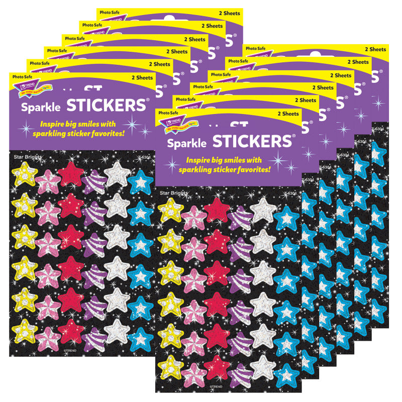 Star Brights Sparkle Stickers&reg;, 72 Per Pack, 12 Packs