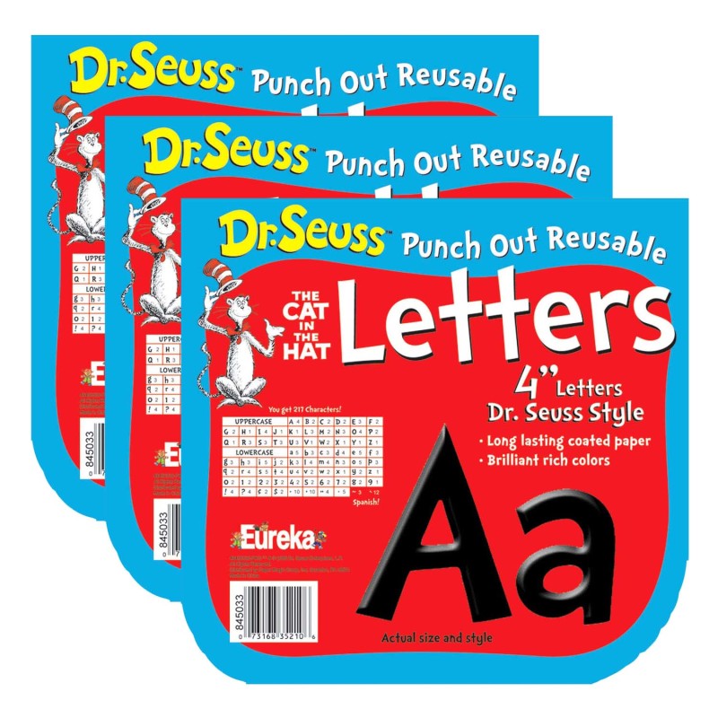 Dr. Seuss&trade; Black Deco 4" Letters, 217 Per Pack, 3 Packs
