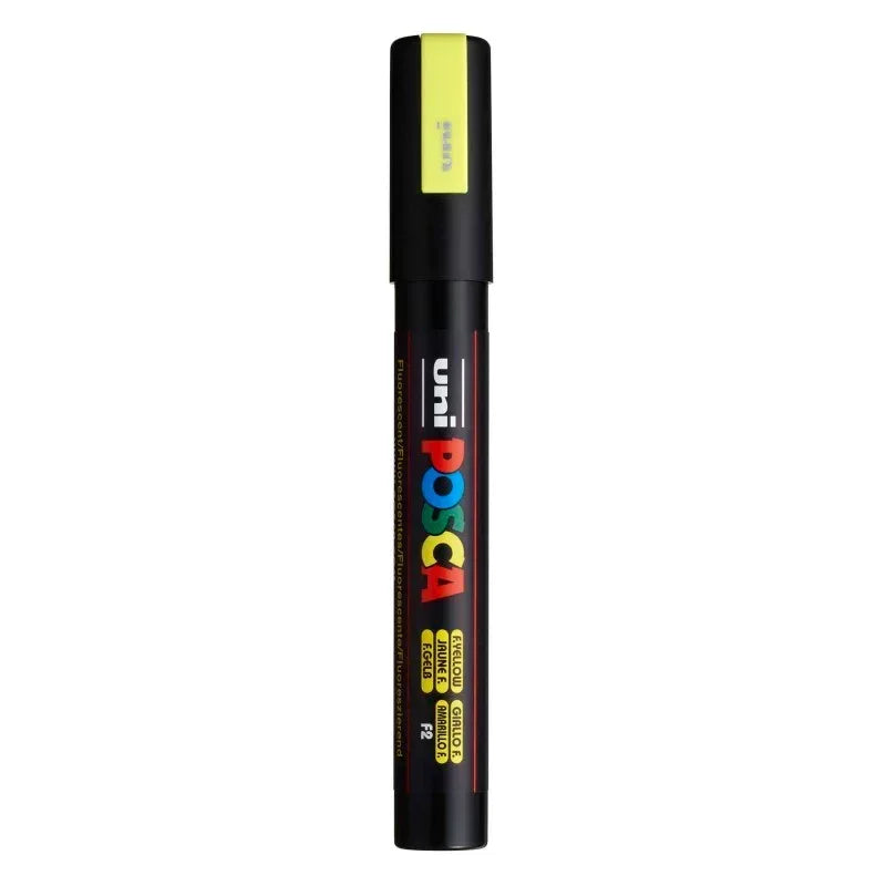 uni® POSCA PC-5M Water-Based Paint Markers, Reversible Medium Tip (1.8-2.5mm), Fluorescent Yellow