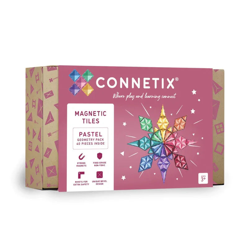 Magnetic Tiles Pastel Geometry Pack, 40 Pieces