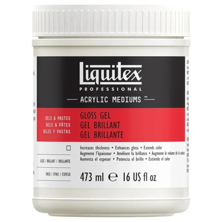 Professional Acrylic Gloss Gel Medium, Clear, 16 oz (473 mL)