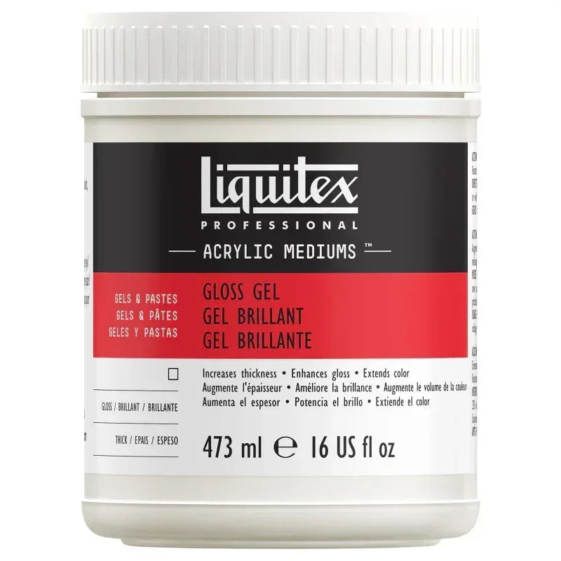 Professional Acrylic Gloss Gel Medium, Clear, 16 oz (473 mL)
